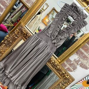 Double Zero Backless Ruffled Dress in Gray